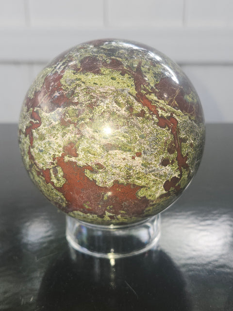 Dragon bloodstone sphere! 80mm, 3.1 inches, 1.12 pounds