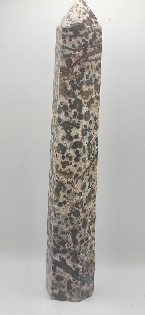 Leopard skin jasper tower! 8.5 inches tall, 13.5 ounces