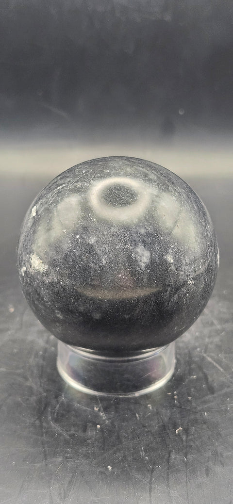 Black phantom quartz sphere! 51.2mm, 2 inches, 6.9 ounces