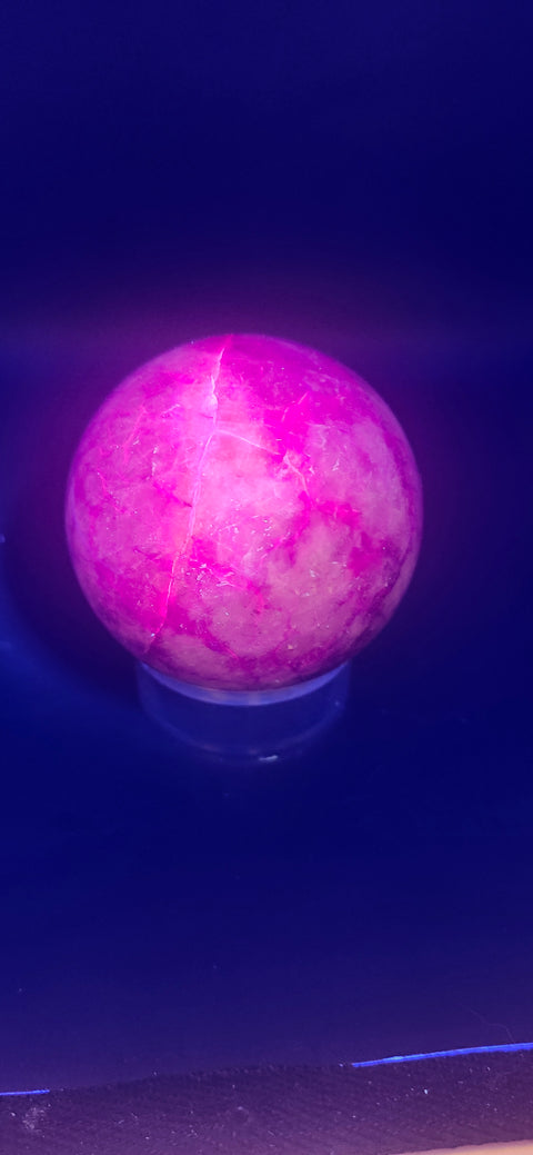 Purple crackle quartz sphere. 64.5mm, 2.53 inches, 13.2 ounces! Uv