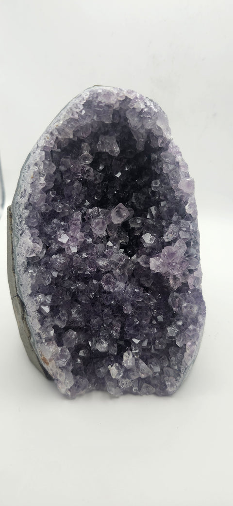 Amethyst cut base free form, 1.13 pounds, 4.8 inches tall,.3.3 wide