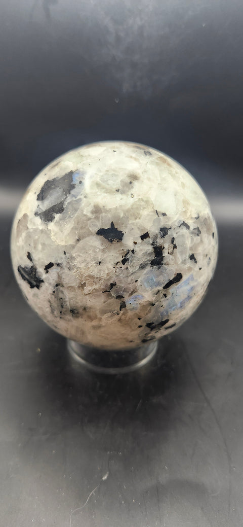 Rainbow moonstone sphere! 83.1mm, 3.27 inches, 1.12 pounds