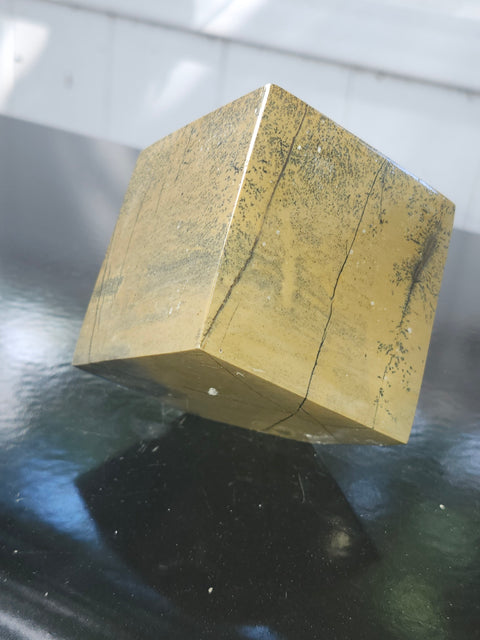 Yellow feather jasper balancing cube! 2.6 by 2.3 inches wide, 1.6 pounds