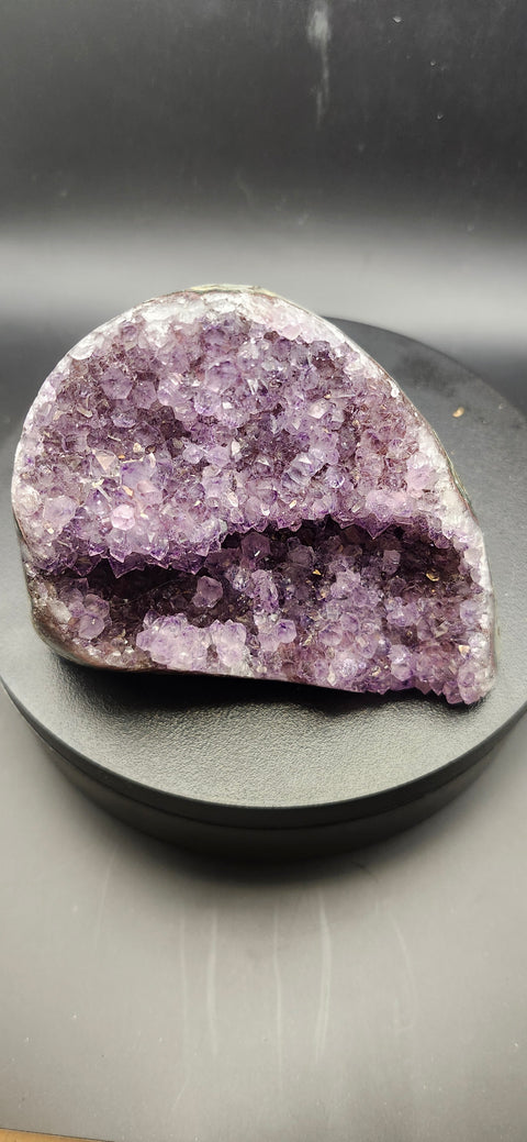 Amethyst cut base free form! 12 ounces, 3.6 inches long, 2.8 tall