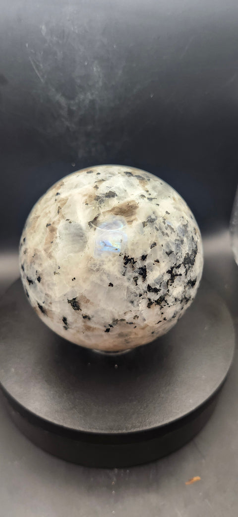 Rainbow moonstone sphere! 83mm, 3.26 inches, 1.14 pounds