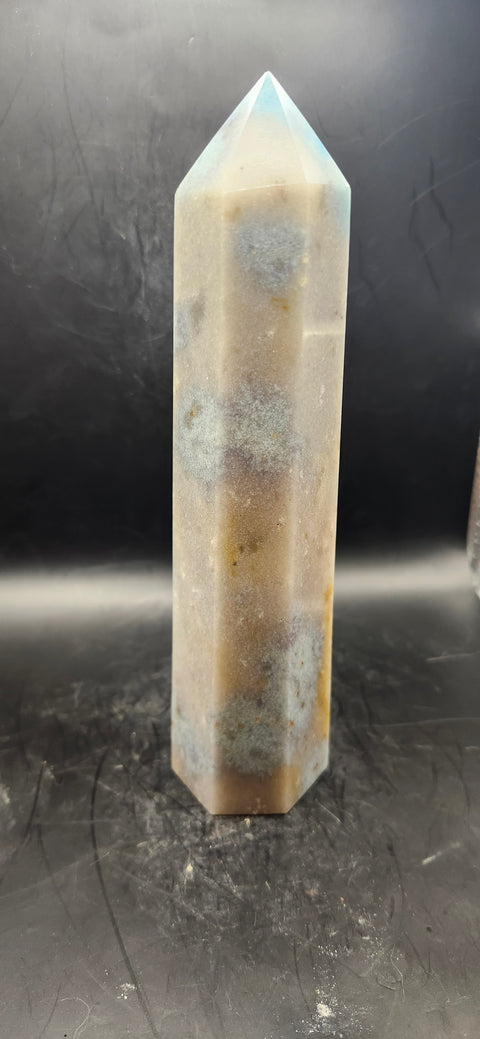 Blue, orange & green aventurine tower! 7.5 inches tall, 1.2 pounds