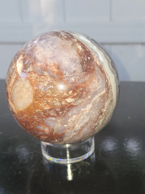 Amethyst lace agate sphere! 1.15 pounds, 85mm, 3.3 inches