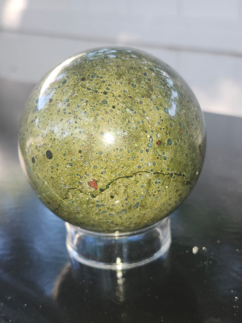 Olive opal sphere! 1.7 pounds, 73mm, 2.8 inches