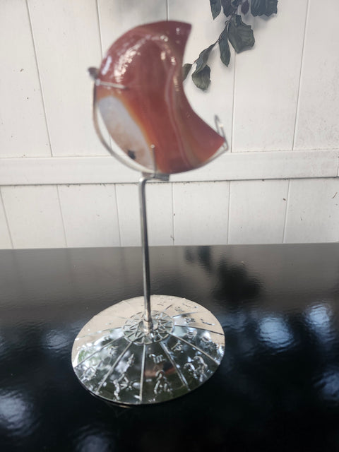 4.6 ounce carnelian moon with zodiac stand
