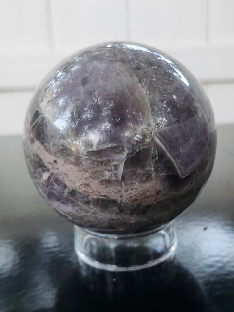 Chevron amethyst sphere! 76mm, 3 inches, 1.6 pounds