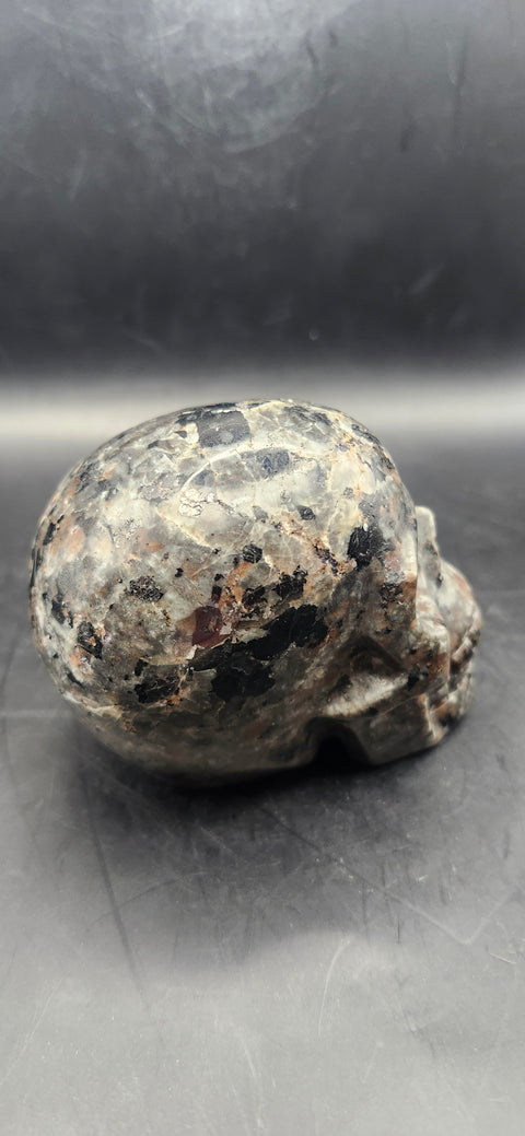 Flame stone "yooperlite" skull! 3 inches tall, 3 long, 14 ounces