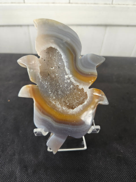 Druzy agate flower carving! 7 ounces, 5 inches tall