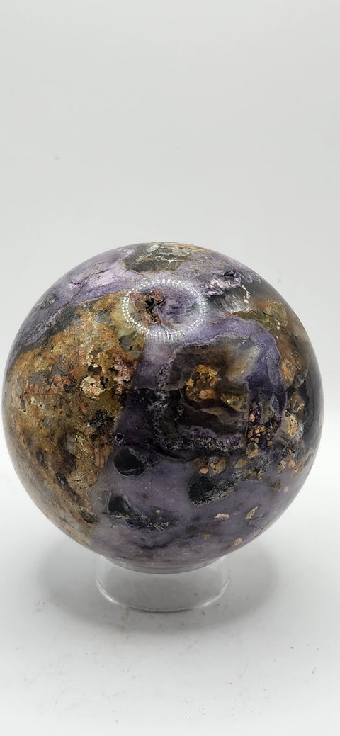 Opalized fluorite sphere! 71mm, 2.8 inches, 1.3 pounds