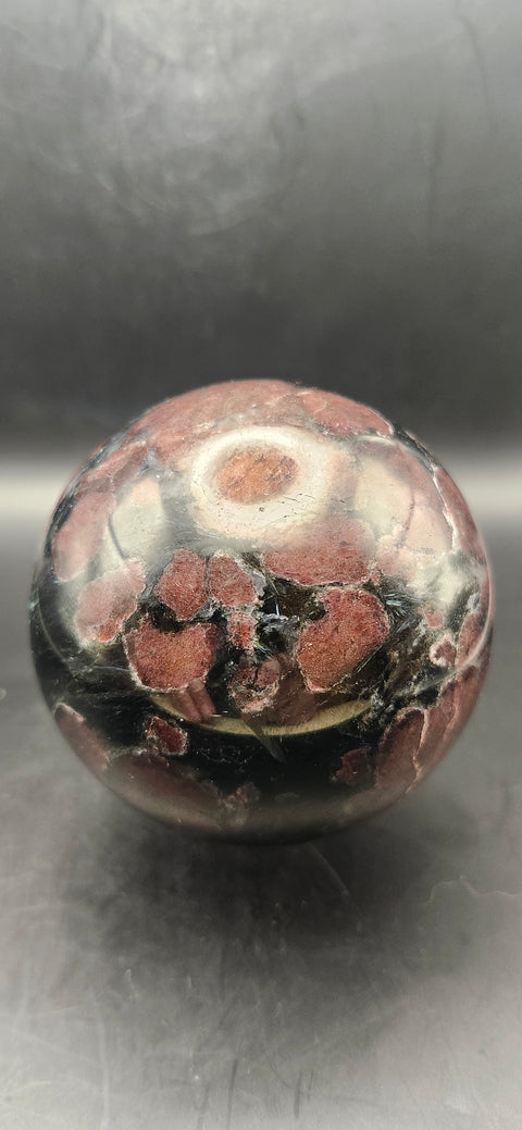 Astrophyllite garnet firework sphere! 72.3mm, 2.84 inches, 1.7 pounds