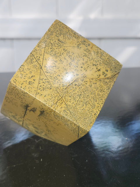 Yellow feather jasper balancing cube! 2.6 by 2.3 inches wide, 1.6 pounds