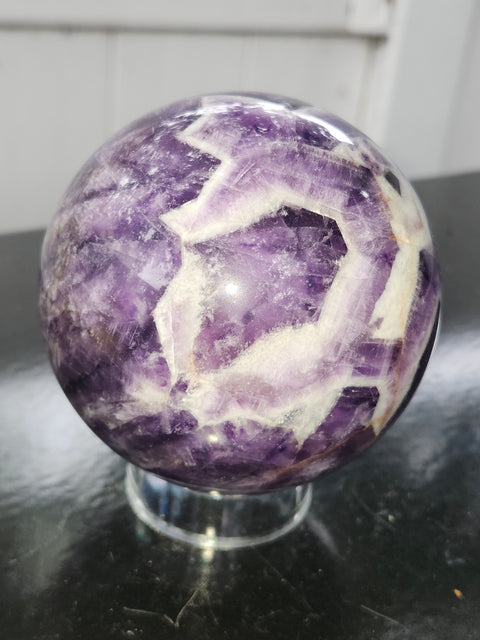 Dream amethyst sphere! 85.5mm, 3.36 inches, 1.15 pounds