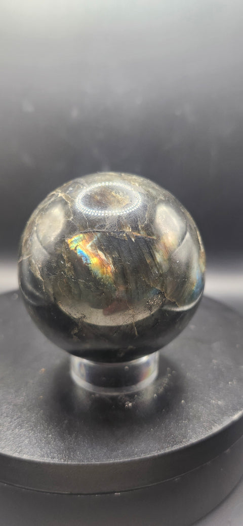 Labradorite sphere! 62mm, 2.4 inches, 12 ounces