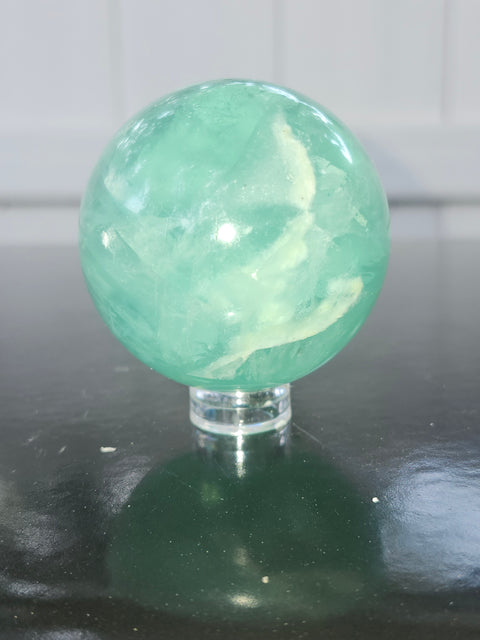 Green florite sphere! 6.8 ounces, 48mm, 1.9 inches