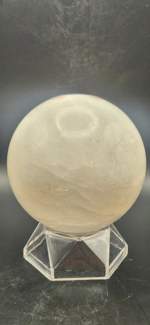 Clear quartz sphere. 68.4mm, 2.69, 15.8 ounces