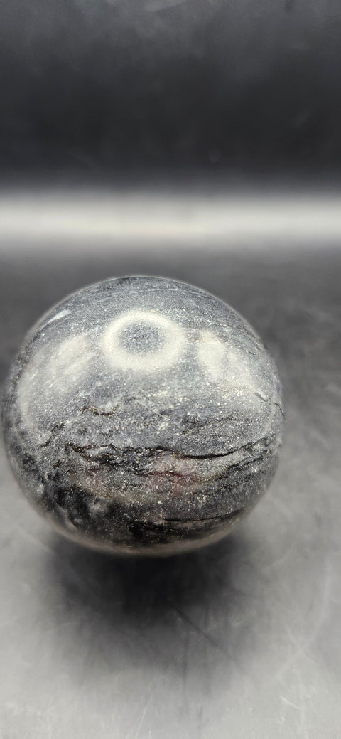 Black phantom quartz sphere! 51.4mm, 2 inches, 6.8 ounces