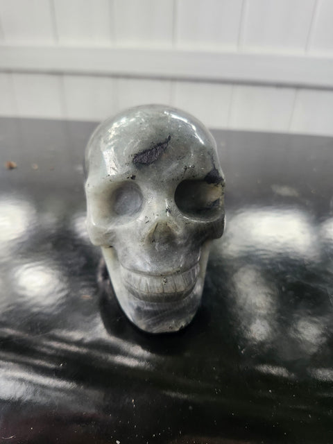 Labradorite skull! 1.2 pounds, 3.8 inches long, 2.8 tall, 2.3 wide
