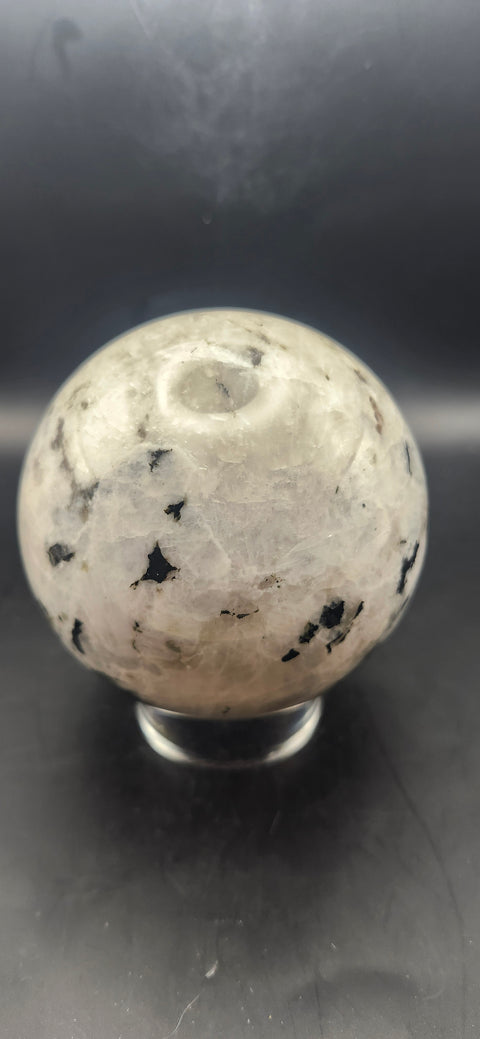 Rainbow moonstone sphere! 82.8mm, 3.26 inches, 1.12 pounds