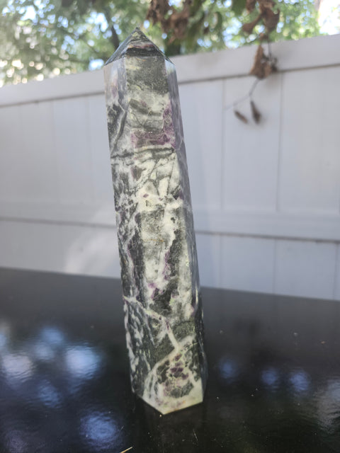 Opalized fluorite tower! 1.8 pounds, 8 inches tall
