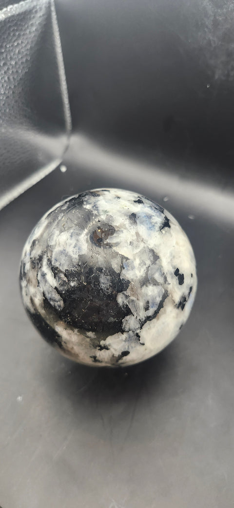 Rainbow moonstone sphere! 82mm, 3.22 inches, 1.12 pounds