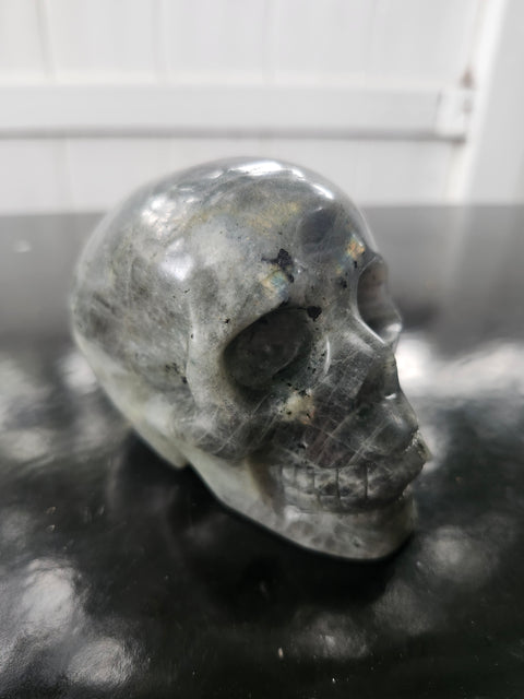 Labradorite skull! 1.2 pounds, 3.8 inches long, 2.8 tall, 2.3 wide