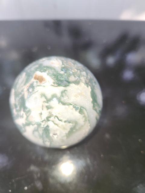 Moss agate sphere! 15 ounce, 68.1mm, 2.68 inch