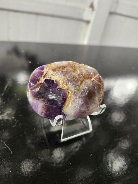 Amethyst lace agate palm stone! 2.5 ounces, 2.75 inches