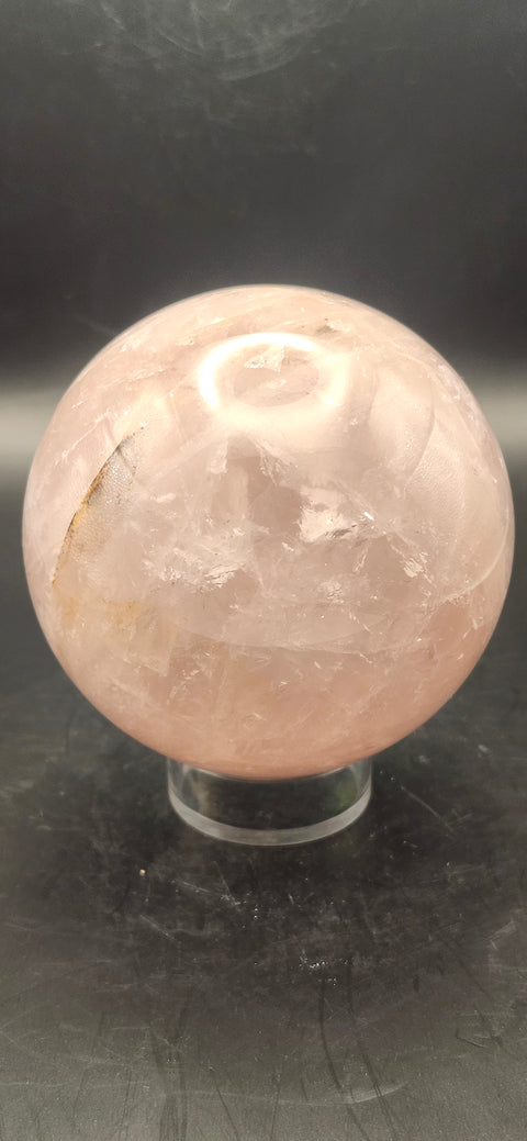 Rose quartz sphere! 69.8mm, 2.7 inches, one pound!