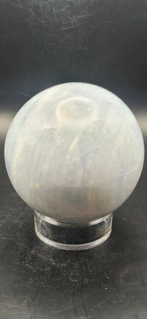 Blue calcite sphere! 73.5mm, 2.8 inches, 1.4 pounds!