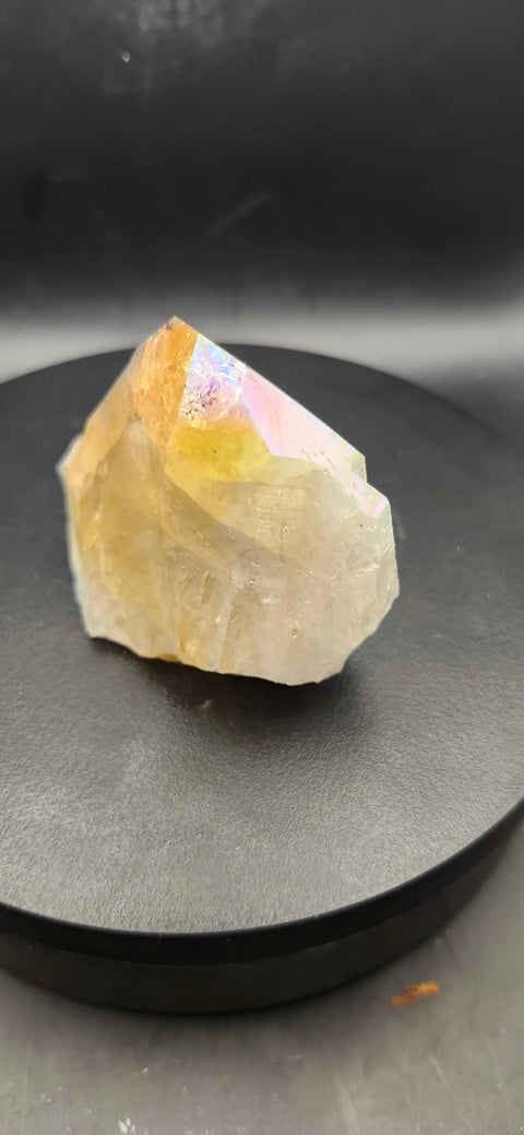 Angel aura citrine polished top point! 4 ounces.
