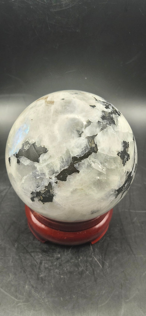 Rainbow moonstone sphere! 72mm, 2.8 inches, 1.2 pounds