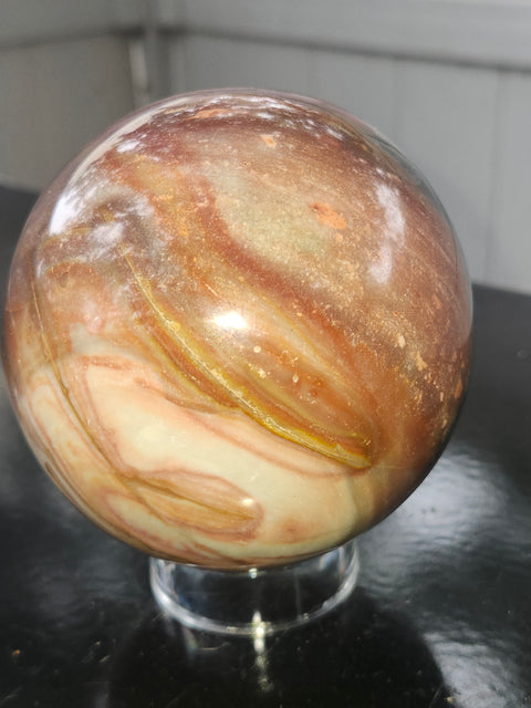 Large polychrome jasper sphere! 90mm, 3.56 inches, 2.4 pounds