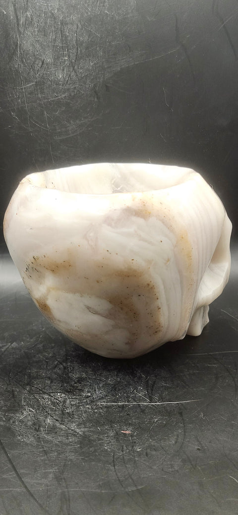 Striped calcite skull offering bowl! 2.13 pounds, 5 inches long 4 inches wide