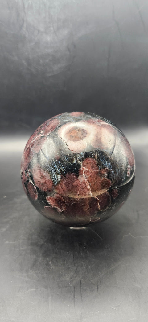 Astrophyllite garnet firework sphere! 72.3mm, 2.84 inches, 1.7 pounds