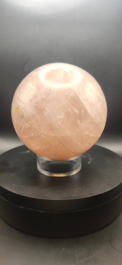 Rose quartz sphere, 85mm, 3.35 inches, 1.15 pounds