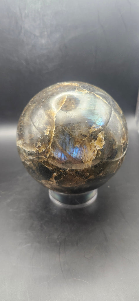 Labradorite sphere! 87mm, 3.42 inches, 2.2 pounds
