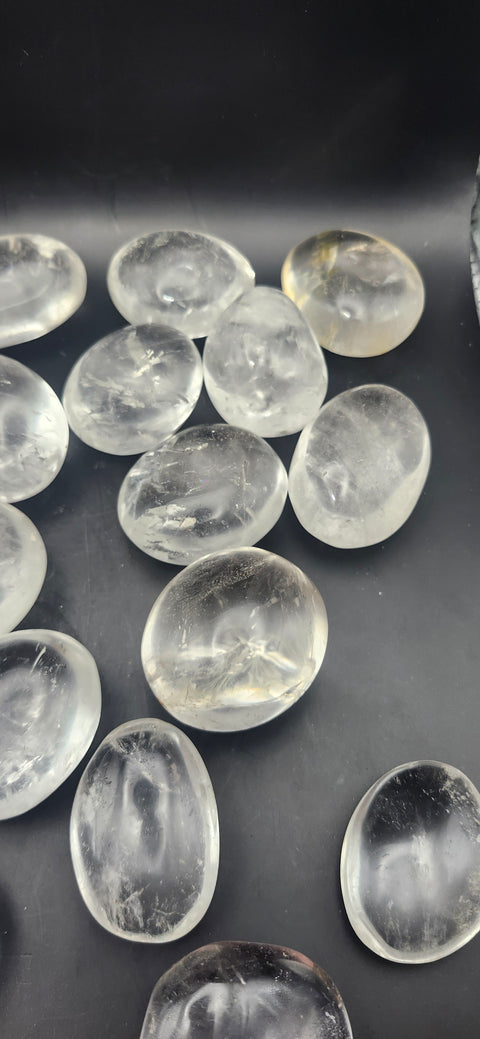 Clear quartz palm stones set of 2, 1 to 2 ounces!