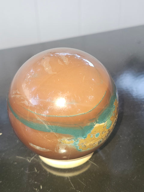 Ocean jasper sphere! 72mm, 2.83 inches, 1.1 pounds
