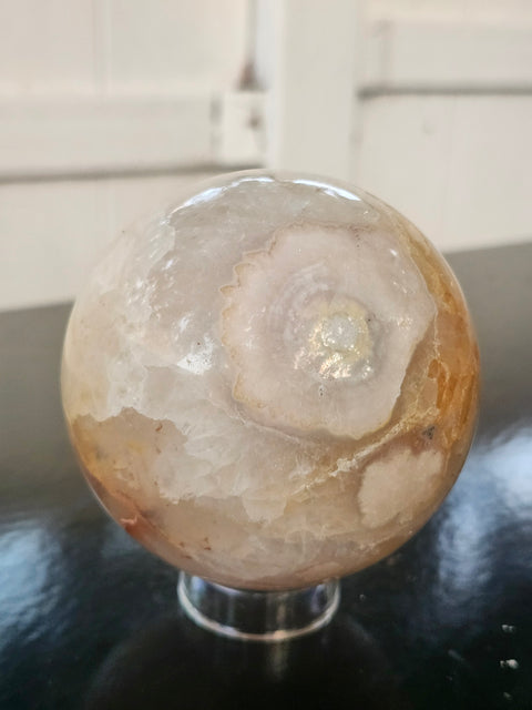 Flower agate sphere! 1.5 pounds, 75mm, 2.98 inches