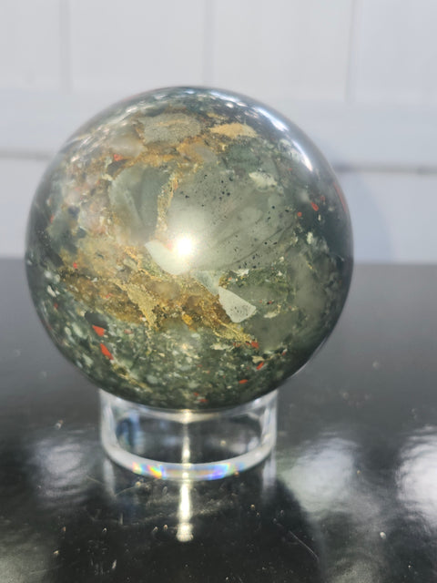 76.7mm, 3.01 inch bloodstone sphere! 1.6 pounds