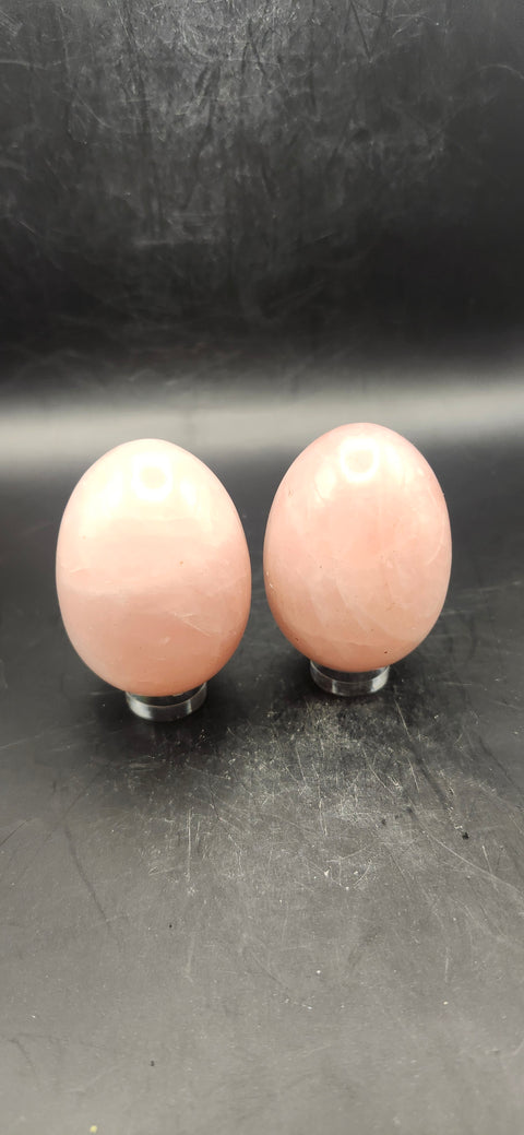 Rose quartz egg two pack! 3.3 ounces 1.9 inches each, 6.8 ounces total