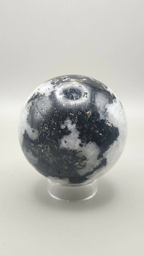 Rainbow moonstone sphere 65.2 mm, 2.56 inches, 13.4 ounces