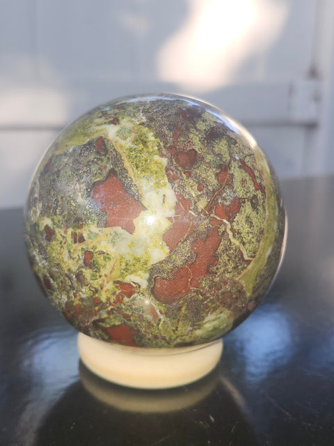 Dragon bloodstone sphere! 72mm, 2.8 inches, 1.5 pounds