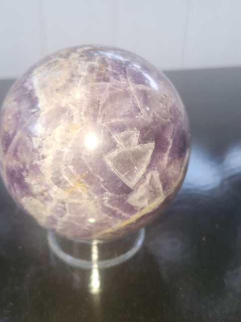 Dream amethyst sphere! 77.5mm, 3.05 inches, 1.6 pounds