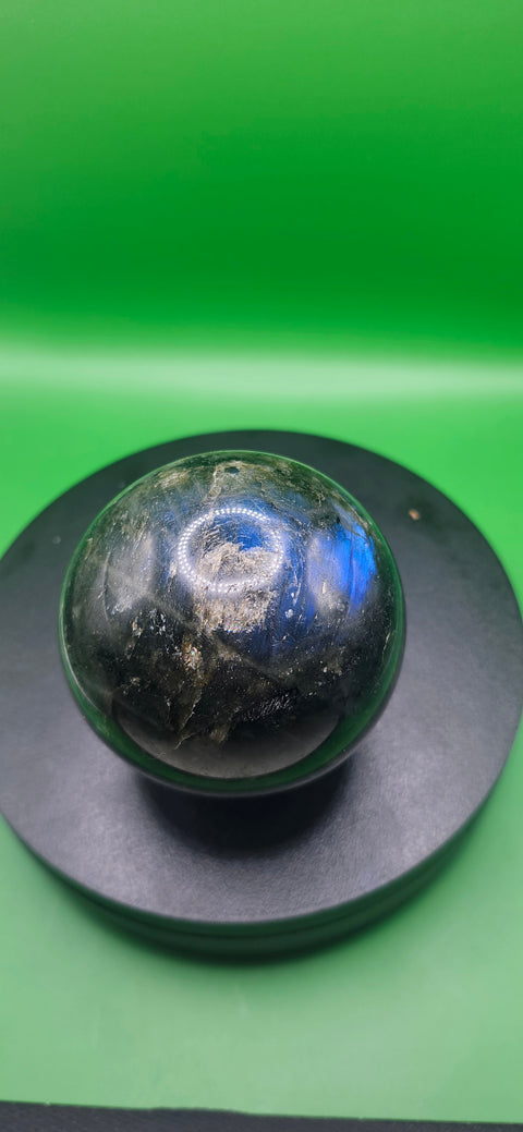 Labradorite sphere! 65mm, 2.5 inches, 14 ounces blue flash