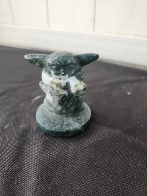 4.9 ounce, 2.75 inch moss agate yoda